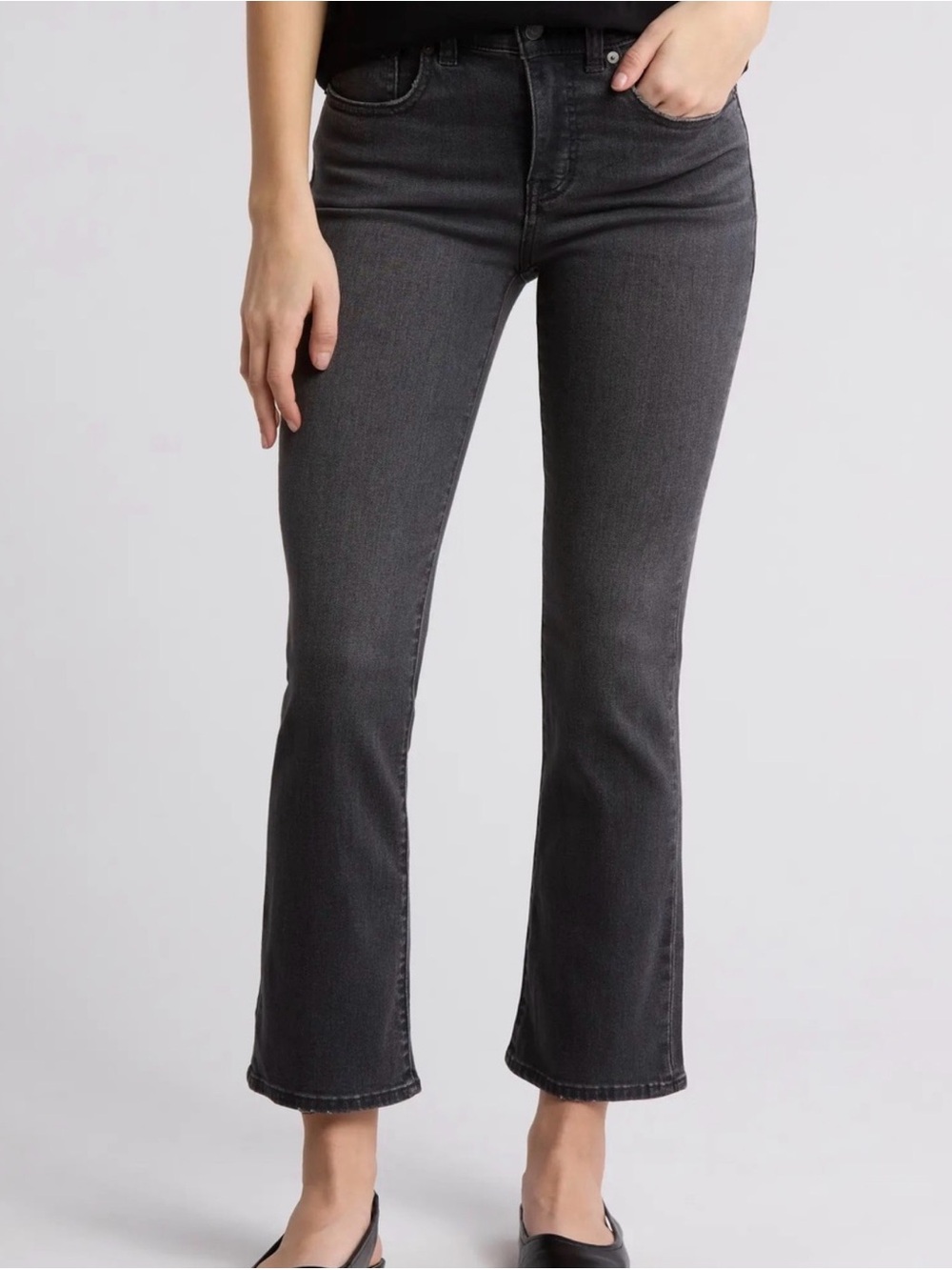 Madewell Women's Mid-Rise Kick-out Cropped Jeans - vintage black denim